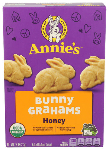 Annies Homegrown 
Cookie Bunny Graham Honey, 7.5 OZ.