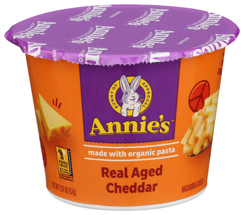 Annies Homegrown 
Pasta Cup Aged Chdr, 2.01 OZ.