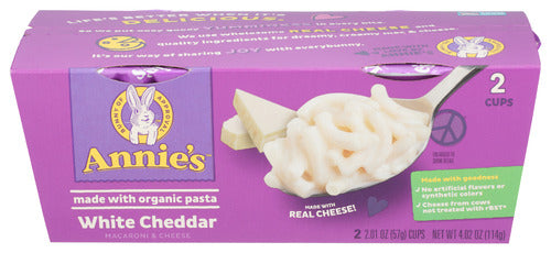 Annies Homegrown 
Pasta Cup White Chdr 2Pk, 4.02 OZ.