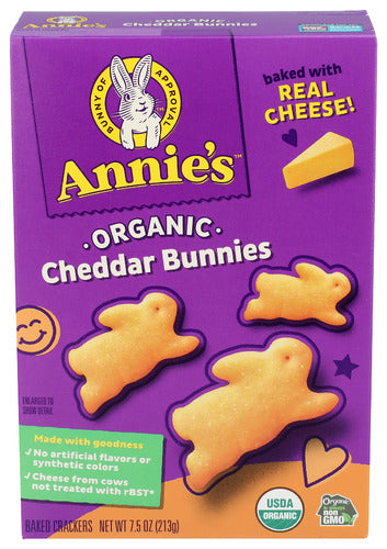Annies Homegrown 
Cracker Chdr Bunny, 7.5 OZ.
