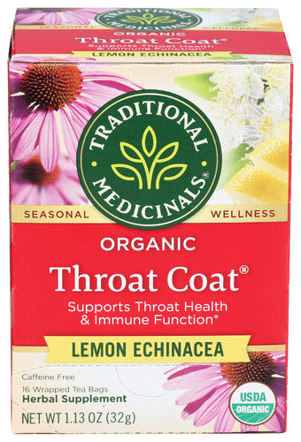 TRADITIONAL MEDICINALS TEA THROAT COAT LEMON - 16 BG