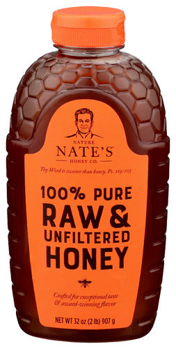 Nature Nates Honey 100% Raw Unfltrd, 32 OZ.