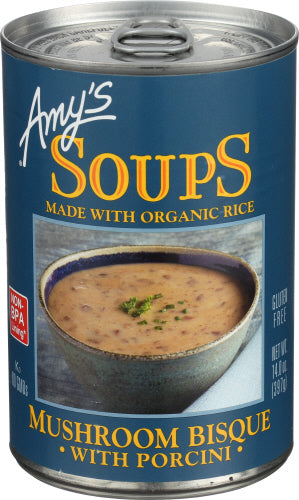 Amys 
Soup Mshrm Bisque Porci, 14 OZ.