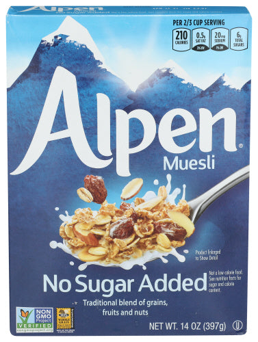 Alpen 
Cereal Muesli No Sgr, 14 OZ.