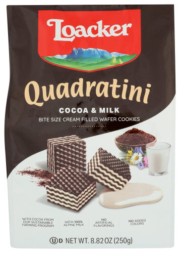 LOACKER QUADRATINI COCOA & MILK - 8.82 OZ