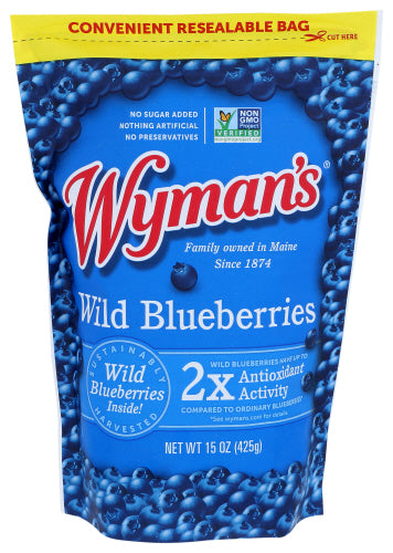 WYMANS FRUIT WILD BLUEBERRIES - 15 OZ