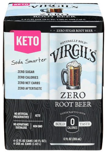 VIRGILS ROOTBEER ZERO SUG 4 PK - 48 FO