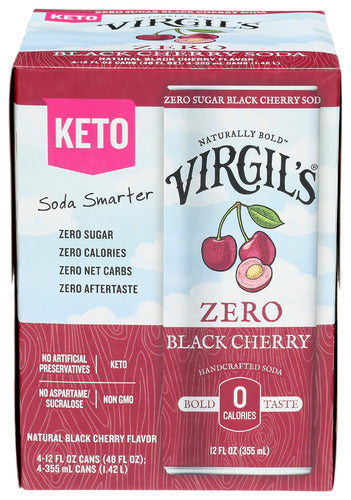 VIRGILS BLACK CHERRY ZERO SUG 4PK - 48 FO