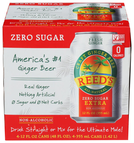 REEDS SODA 4PK GNGR XTRA ZERO - 48 FO