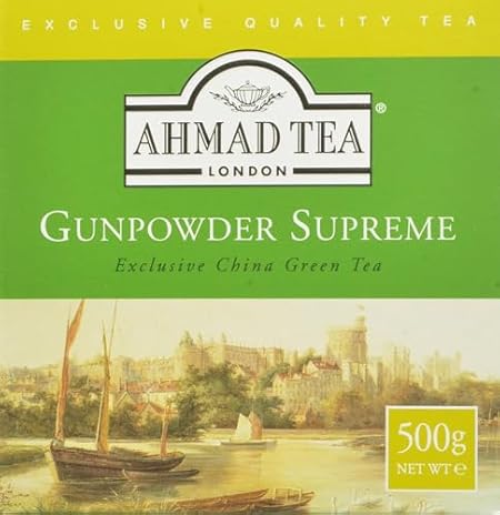 Ahmad Tea Green Tea, Gunpowder Loose Leaf, 500g (Pack of 12) - Caffeinated and Sugar Free