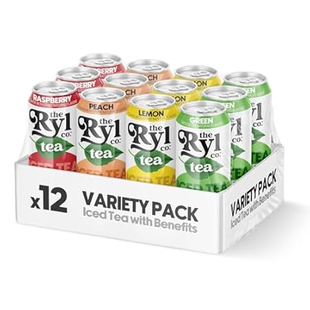 Ryl Iced Tea, Variety Pack, Antioxidant Superblend, No Artificial Ingredients, 16.0 Fl Oz (12-Pack)
