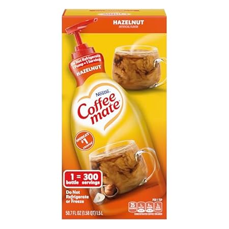 Nestle Coffee Mate Coffee Creamer, Hazelnut, Concentrated Liquid Pump Bottle, Non Dairy, No Refrigeration, 50.7 oz