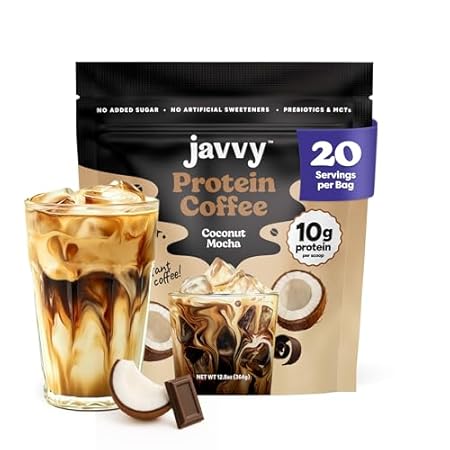 Coconut Mocha Protein Iced Coffee - Premium Whey Protein & Instant Iced Coffees - 100% Natural Cold Brew Coffee - Zero Artificial Flavors & Sweeteners, 80 mg Caffeine, 0g of Sugar, 20 Servings