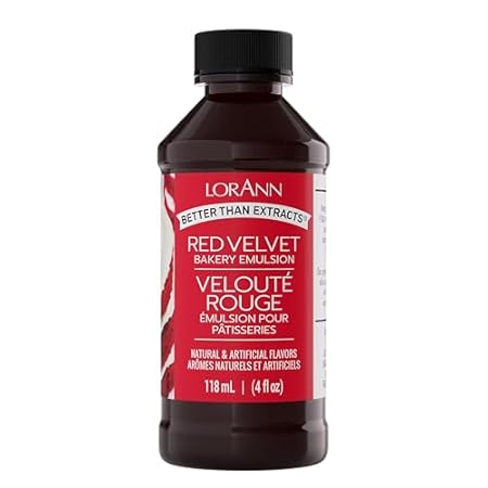 LorAnn Oils Red Velvet Bakery Emulsion: True Essence, Ideal for Boosting Fruit Tones in Cakes, Cookies & Desserts, Gluten-Free, Keto-Friendly, Extract Substitute Essential for Your Kitchen, 4 Oz