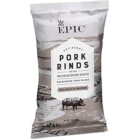 EPIC Sea Salt & Pepper Pork Rinds, Keto Friendly, Paleo Friendly, 2.5 oz