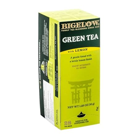 Bigelow Tea Bags, Green Tea With Lemon, 28-Count Boxes (Pack of 6)