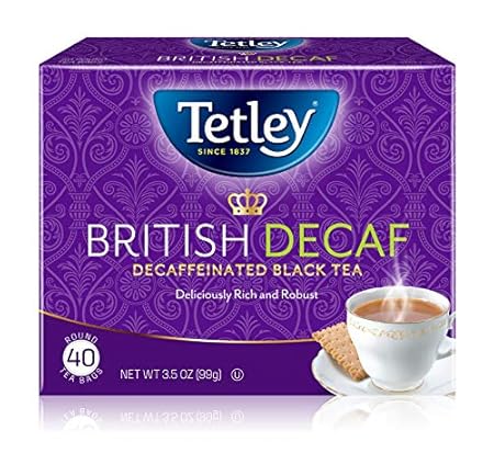 Tetley British Blend Premium Decaf Black Tea, Decaffeinated Tea, 40 Teabags (Pack of 6), Rainforest Alliance Certified