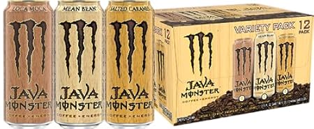 Monster Energy Java Monster Variety Pack - Mean Bean, Loca Moca, Salted Caramel, Coffee + Energy Drink, 15 Oz (12 Pack)