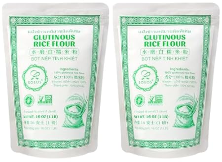 Soeos Glutinous Rice Flour 32 Ounce (Basic), Rice Flour for Baking or Cooking, All Natural White Rice Flour, Vegan, Gluten-Free