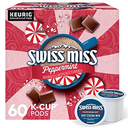 Swiss Miss Peppermint Hot Cocoa, Keurig Single-Serve K-Cup Pods, 60 Count (6 Packs of 10)