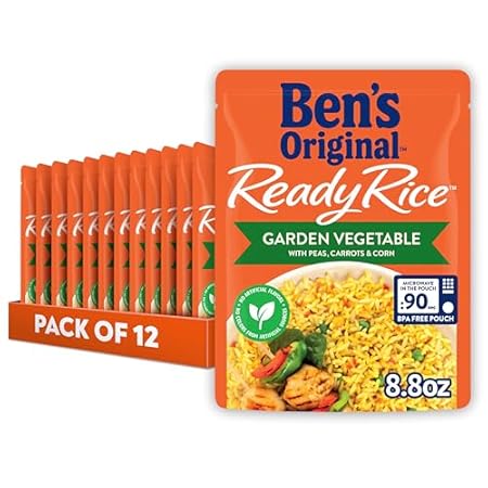 BEN'S ORIGINAL Ready Rice Garden Vegetable Flavored Rice, Easy Dinner Side, 8.8 oz Pouch (Pack of 12)