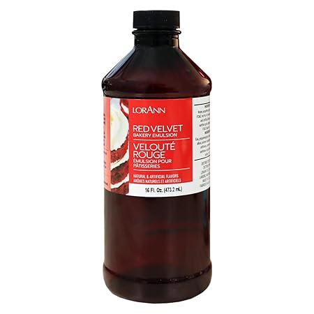 LorAnn Oils Red Velvet Bakery Emulsion: True Essence, Ideal for Boosting Fruit Tones in Cakes, Cookies & Desserts, Gluten-Free, Keto-Friendly, Extract Substitute Essential for Your Kitchen, 16 Oz