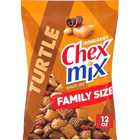 Chex Mix Turtle Snack Mix, Indulgent Snacks, Family Size, 13.5 oz