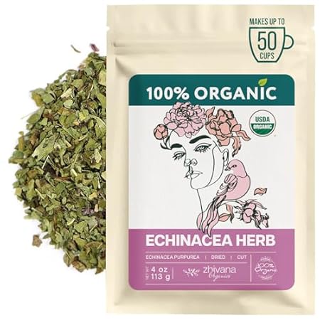 Organic Echinacea Herb (4 oz.) - Equinacea Organica - Echinacea Purpurea Loose Leaf Tea - Immunity, Respiratory System, Digestion