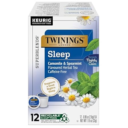 Twinings Sleep Herbal Tea 72 K-Cup Pods for Keurig, 12 Count (Pack of 6), Formerly Nightly Calm, Camomile, Spearmint, & Lemongrass, Naturally Caffeine-Free, Enjoy Hot or Iced