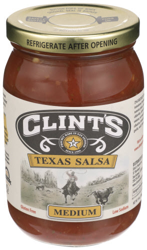 Clints 
Salsa Texas Medium, 16 OZ