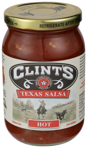 Clints 
Salsa Texas Hot, 16 OZ.