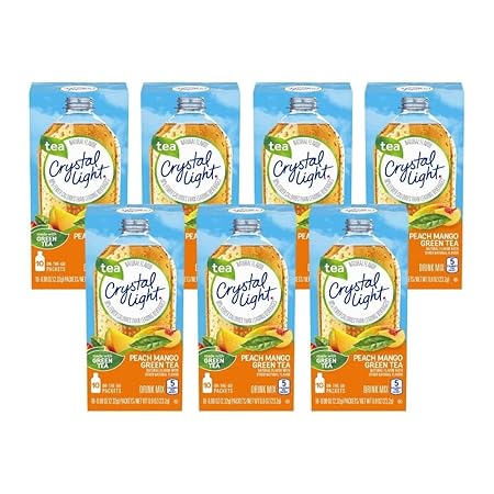 Crystal Light On The Go Peach Mango Green Tea Drink Mix, 10-Packet Box (Pack of 7)