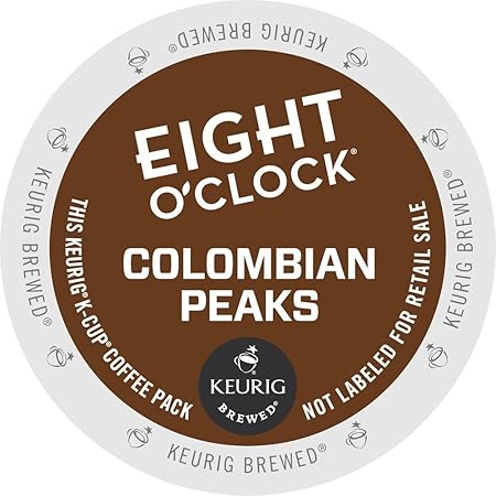 Eight O Clock, Colombian Peaks, Single-Serve Keurig K-Cup Pods, Medium Roast Coffee, 144 Count (6 Boxes of 24 Pods)