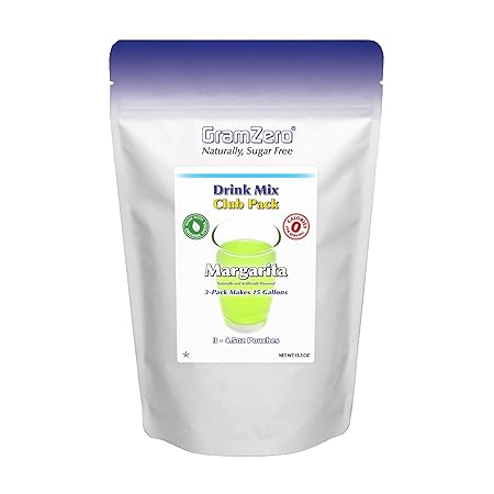 GramZero All Natural Margarita Zero Calorie Sugar Free Drink Mix, Great For Nutrition Club Loaded Tea, Stevia Sweetened
