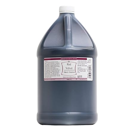 LorAnn Oils Red Velvet Bakery Emulsion: True Essence, Ideal for Boosting Fruit Tones in Cakes, Cookies & Desserts, Gluten-Free, Keto-Friendly, Extract Substitute Essential for Your Kitchen, 1 Gallon