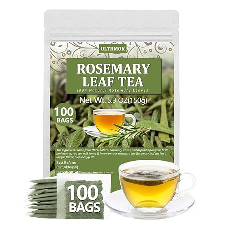 Premium Rosemary Tea Bags, 100 Teabags. Made with 100% Pure Natural Rosemary Leaves,No Additives & Caffeine Free.