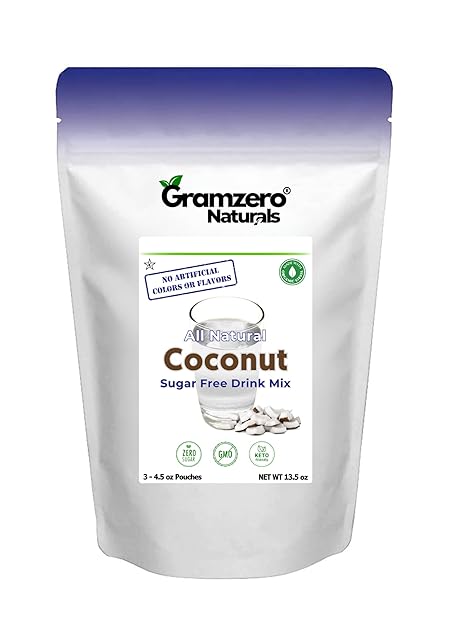 GramZero All Natural Coconut Zero Calorie Sugar Free Drink Mix, Great For Nutrition Club Loaded Tea, Stevia Sweetened