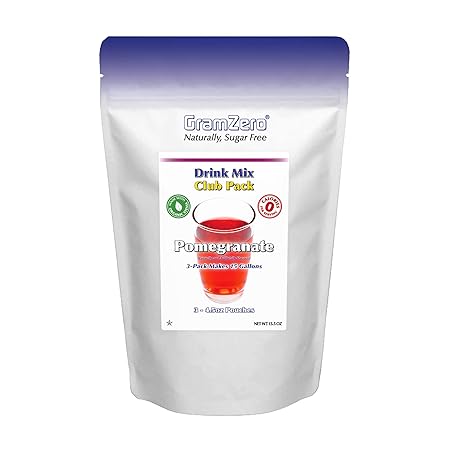 GramZero Pomegranate Zero Calorie Sugar Free Drink Mix, Great For Nutrition Club Loaded Teas, Stevia Sweetened