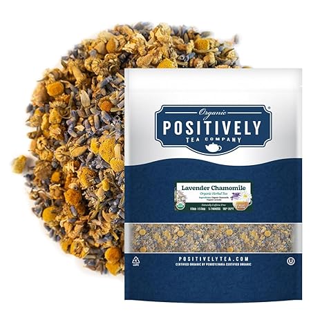 Organic Positively Tea Company, Lavender Chamomile, Herbal Tea, Loose Leaf, 16 Ounce