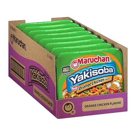 Maruchan Yakisoba Orange Chicken, Japanese Instant Ramen Noodles, 4.23 Oz, 8 Count