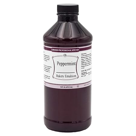 LorAnn Oils Peppermint Bakery Emulsion: True Essence, Ideal for Boosting Fruit Tones in Cakes, Cookies & Desserts, Gluten-Free, Keto-Friendly, Extract Substitute Essential for Your Kitchen, 16 Oz