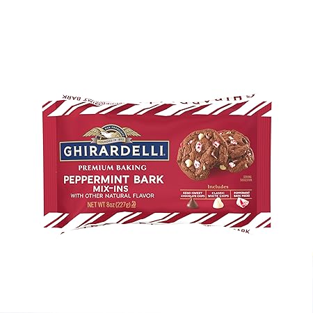 GHIRARDELLI Peppermint Bark Mix-Ins for Baking, Premium Baking Mix-Ins, 8 OZ Bag