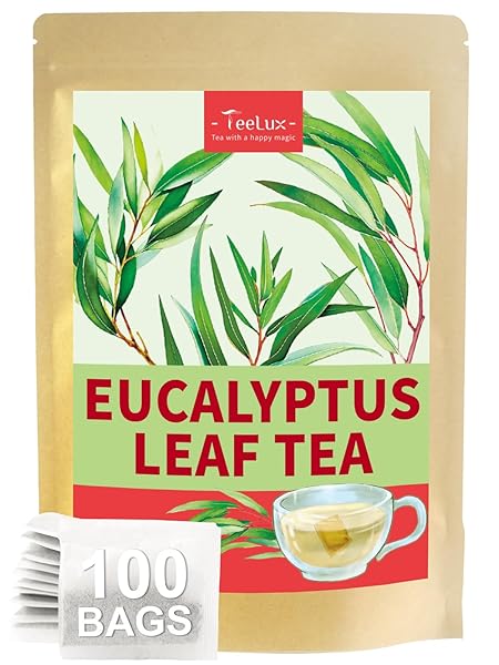 TeeLux Eucalyptus Tea Bags, Premium Dried Eucalyptus Leaves Tea, Refreshing & Smooth Flavor, Caffeine Free, 100 Count