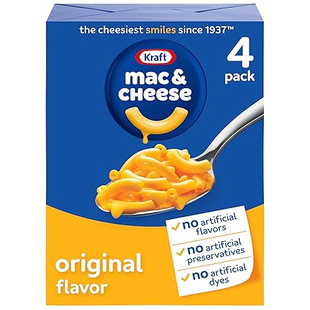 Kraft Original Mac & Cheese Macaroni and Cheese Dinner, 4 ct Pack, 7.25 oz Boxes