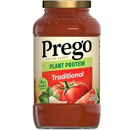 Prego Plant Protein Traditional Pasta Sauce, Plant Based Protein Sauce, 24 Oz Jar