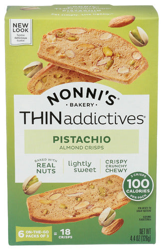 Nonnis Thins Pistachio Almond, 4.44 OZ.