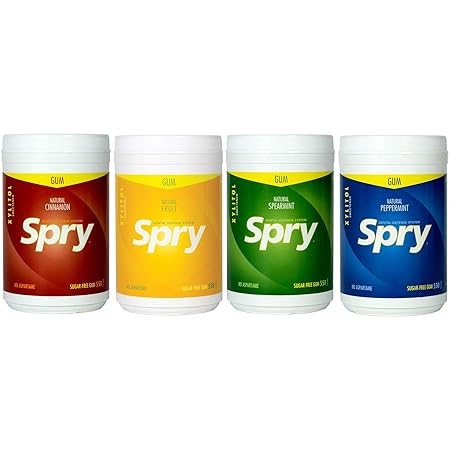 Spry Fresh Natural Xylitol Chewing Gum Dental Defense System - Aspartame-Free, Sugar-Free, Non-GMO, Gluten-Free (Variety Pack, 550 Count - Pack of 4)