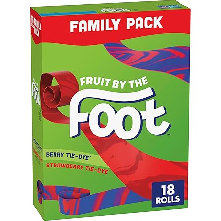 Fruit by the Foot Fruit Flavored Snacks, Halloween Treats, Berry Tie-Dye and Strawberry Tie-Dye, 18 Rolls, 13.5 oz