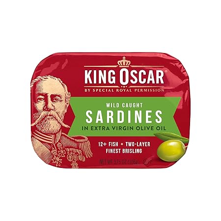 King Oscar Premium Sardines in Extra Virgin Olive Oil, 3.75-Ounce Cans (Pack of 1), Wild Caught Canned Sardines