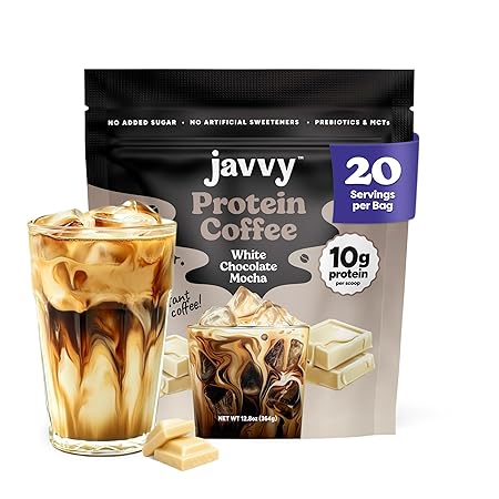 White Chocolate Mocha Protein Iced Coffee - Premium Whey Protein & Instant Iced Coffees - 100% Natural Cold Brew Coffee - Zero Artificial Flavors & Sweeteners, 80 mg Caffeine, 0g of Sugar, 20 Servings